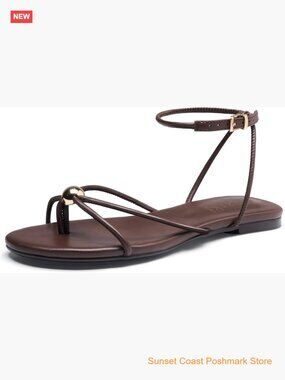 Women's Strappy Flat Sandals Comfortable Open Toe Ankle Strap Thong Sandals